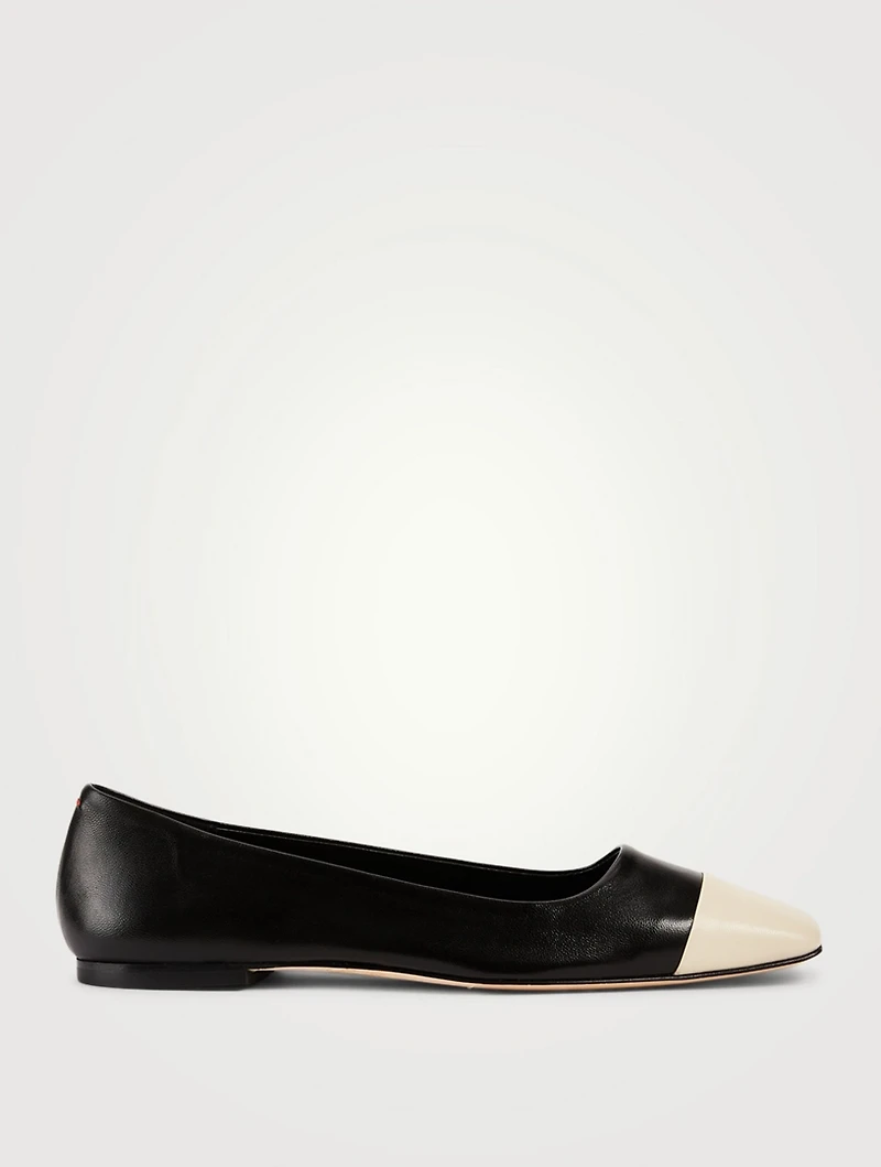 Gigi Leather Ballet Flats With Cap Toe