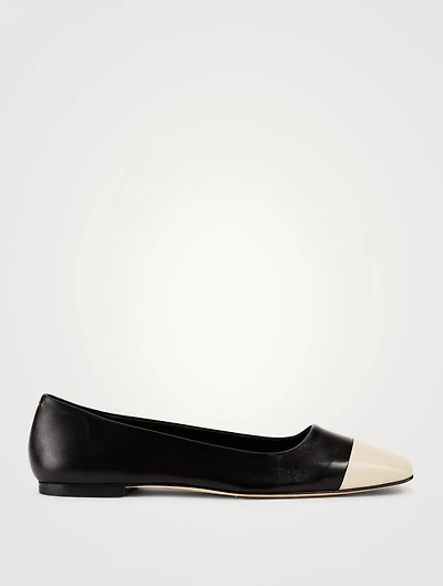 Gigi Leather Ballet Flats With Cap Toe