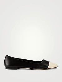 Gigi Leather Ballet Flats With Cap Toe
