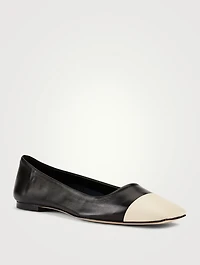 Gigi Leather Ballet Flats With Cap Toe
