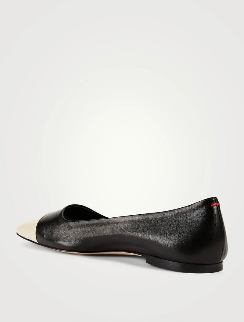 Gigi Leather Ballet Flats With Cap Toe