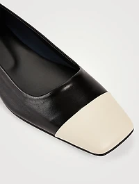 Gigi Leather Ballet Flats With Cap Toe