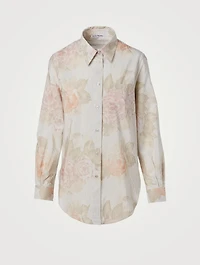 Cotton-Blend Shirt Striped Floral Print