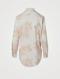 Cotton-Blend Shirt Striped Floral Print