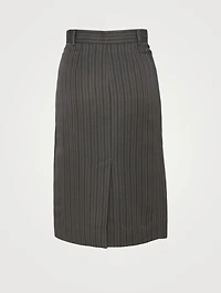 Linen-Blend Midi Skirt Striped Print