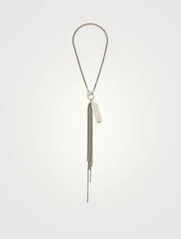 Silver Mama Dog Tag Fringe Necklace With Diamonds