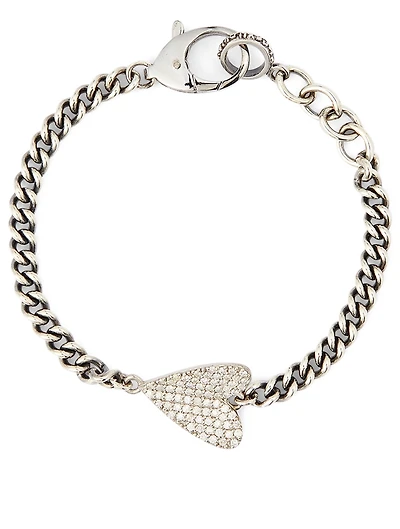 Silver Fold Heart Bracelet With Diamonds