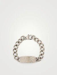 Silver ID Bracelet With Diamonds