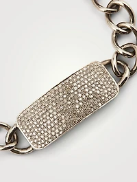 Silver ID Bracelet With Diamonds