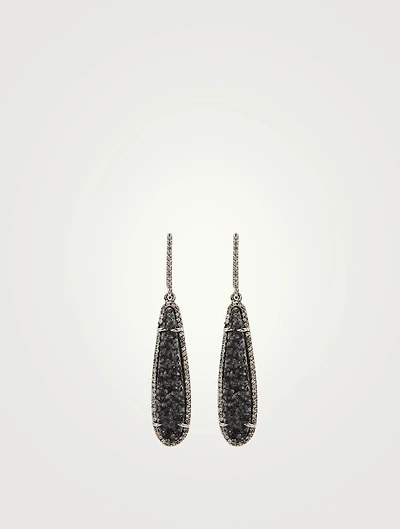 Silver Druzy Earrings With Diamonds