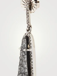 Silver Druzy Earrings With Diamonds