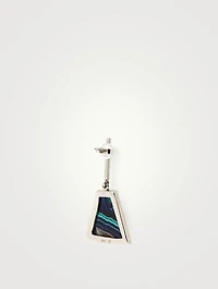 Silver Azurite Malachite Earrings With Diamonds