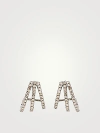 Silver Triple Huggie Hoop Earrings With Diamonds