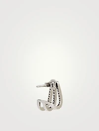 Silver Triple Huggie Hoop Earrings With Diamonds