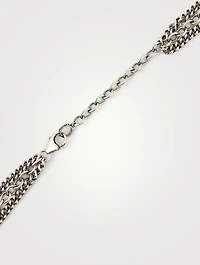 Silver Triple Layer Chain Necklace With Diamonds