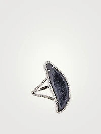 Silver Geode Ring With Diamonds