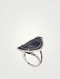 Silver Geode Ring With Diamonds