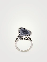 Silver Geode Ring With Diamonds