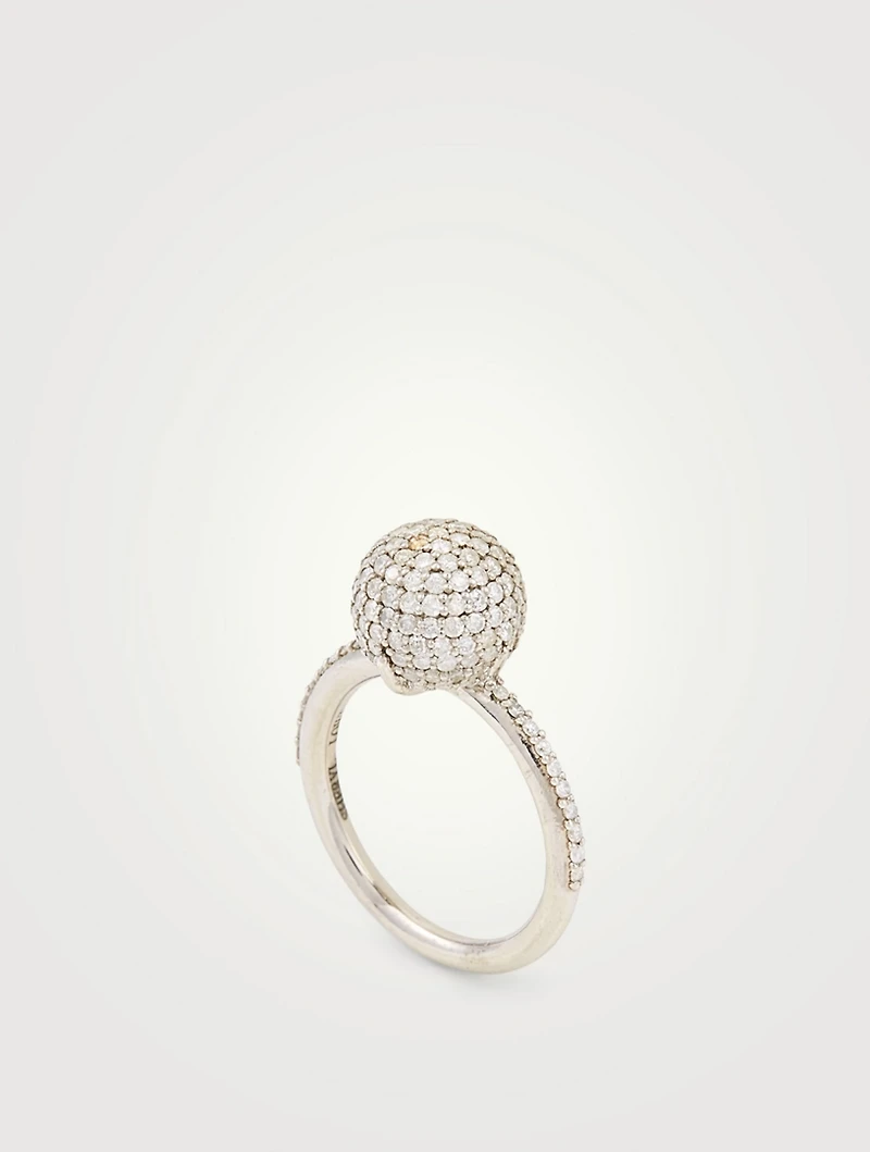 Silver Ball Ring With Diamonds