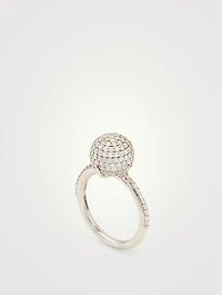 Silver Ball Ring With Diamonds