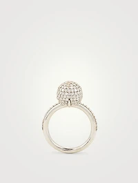 Silver Ball Ring With Diamonds