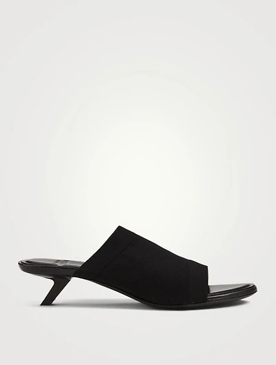 Stretch Technical Knit Heeled Mule Sandals