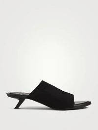 Stretch Technical Knit Heeled Mule Sandals