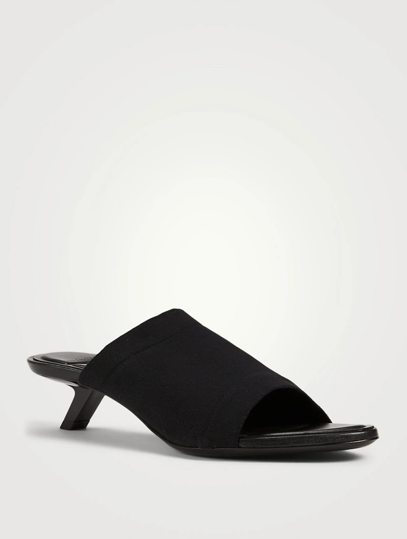 Stretch Technical Knit Heeled Mule Sandals