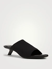 Stretch Technical Knit Heeled Mule Sandals