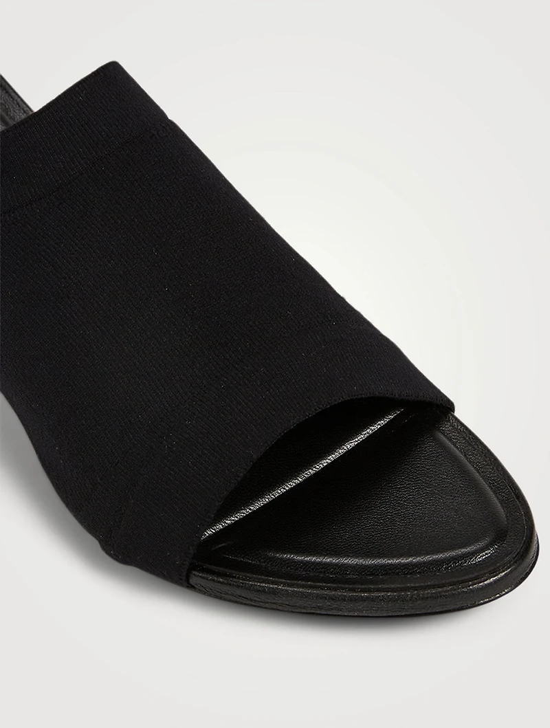 Stretch Technical Knit Heeled Mule Sandals