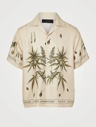 Botanical Leaves Silk Shirt