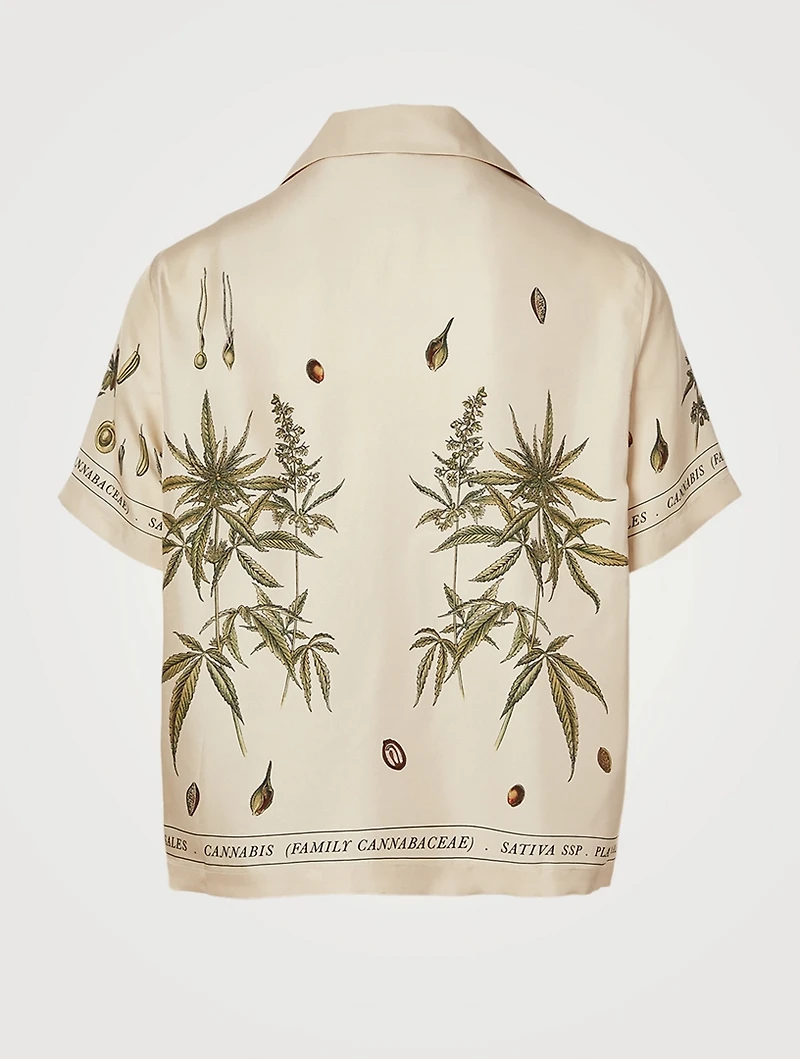 Botanical Leaves Silk Shirt