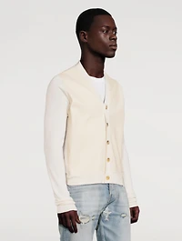 Silk Cardigan With Leather Front