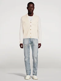Silk Cardigan With Leather Front
