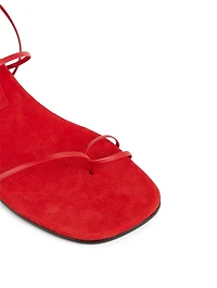 Odd Pair Suede And Leather Heeled Ankle-Tie Sandals