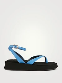 X Ankle-Strap Leather Platform Sandals