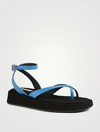 X Ankle-Strap Leather Platform Sandals