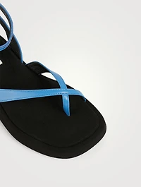 X Ankle-Strap Leather Platform Sandals