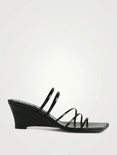 5 Strap Leather Wedge Sandals