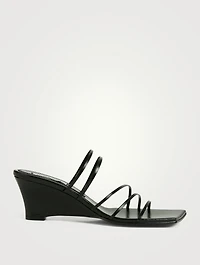 5 Strap Leather Wedge Sandals