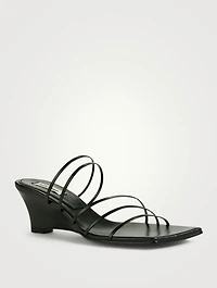 5 Strap Leather Wedge Sandals
