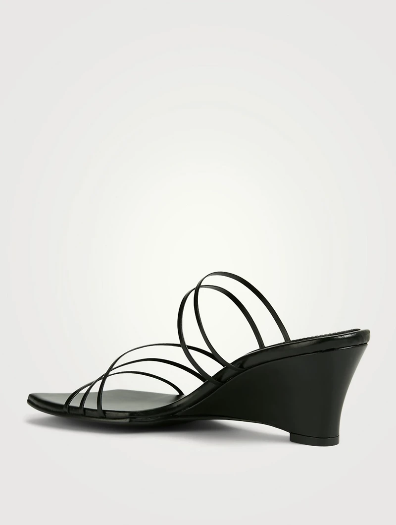 5 Strap Leather Wedge Sandals