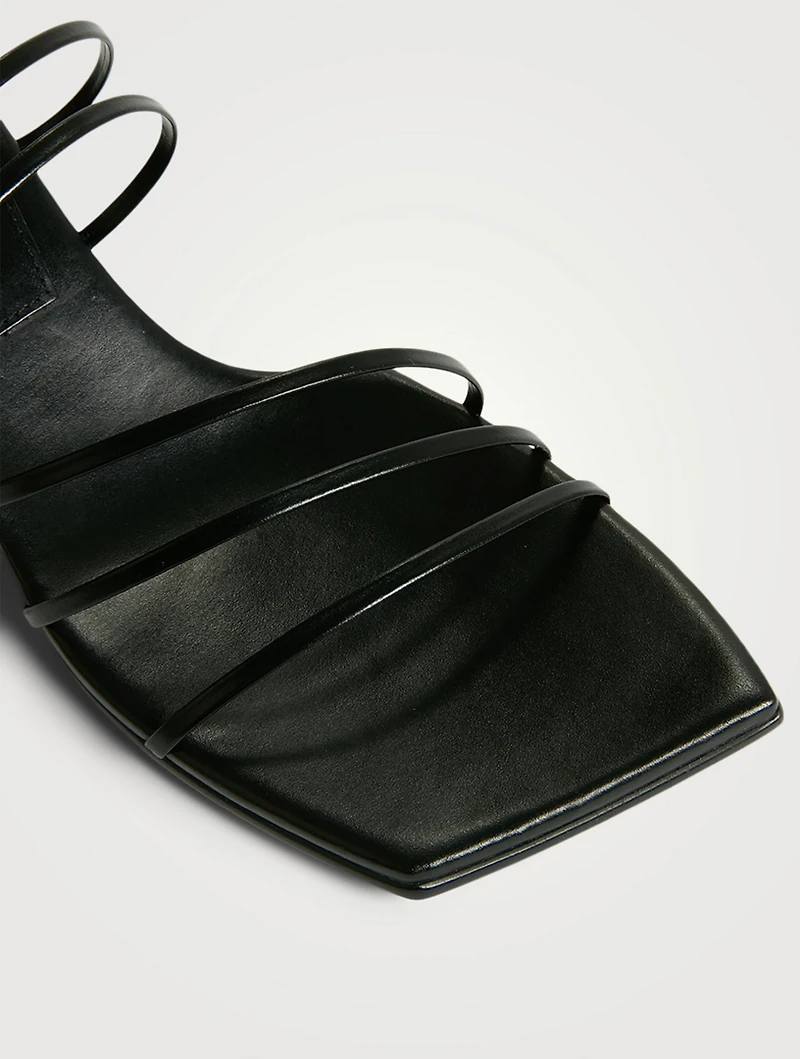 5 Strap Leather Wedge Sandals