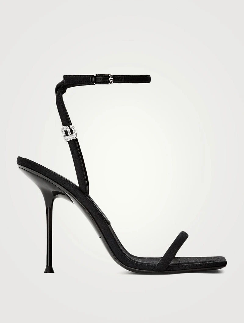 Julie Lycra Heeled Sandals With Crystal Logo