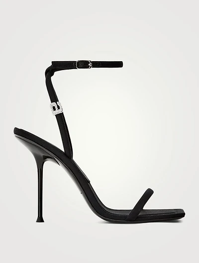 Julie Lycra Heeled Sandals With Crystal Logo