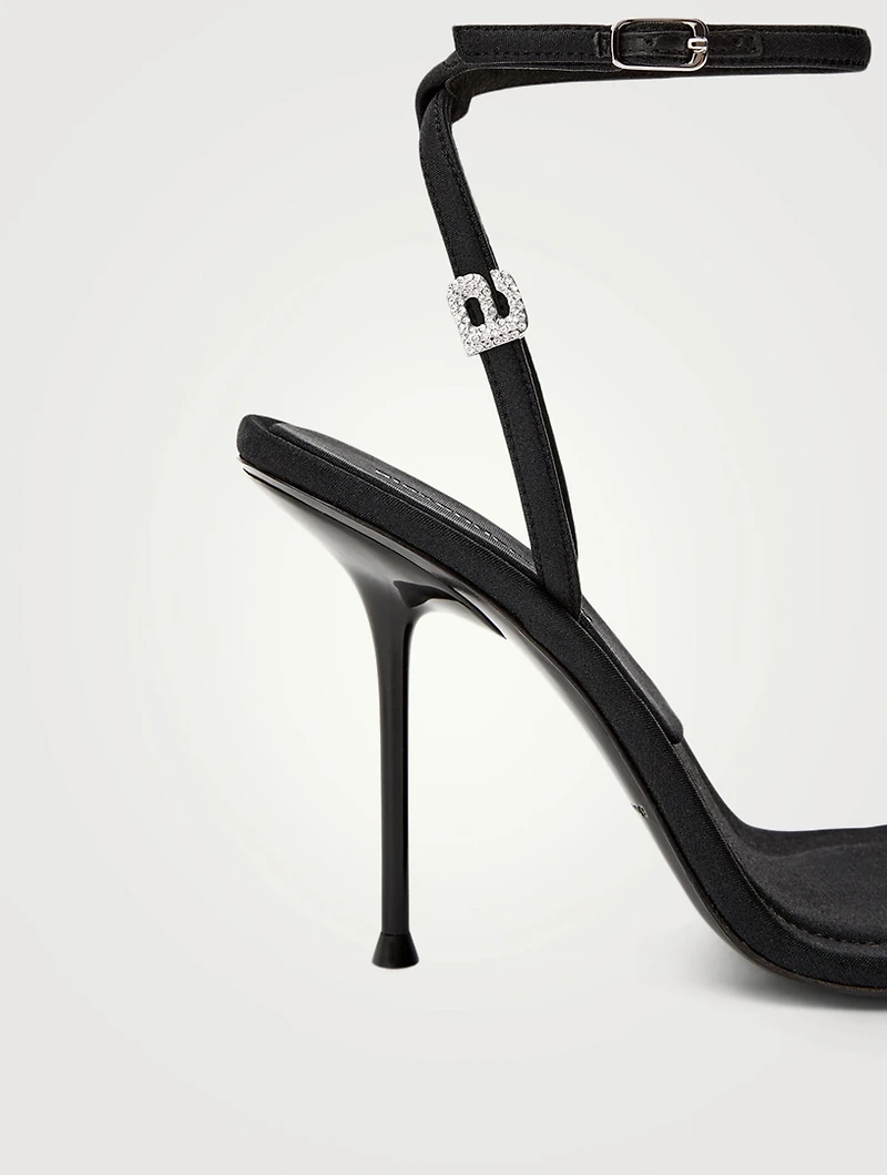 Julie Lycra Heeled Sandals With Crystal Logo