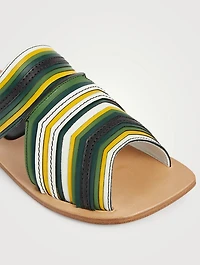 Striped Leather Slide Sandals