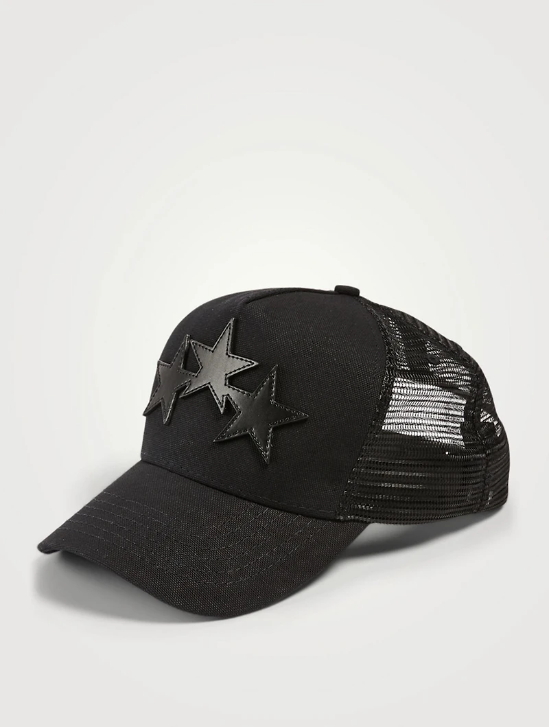 Three Star Canvas And Mesh Trucker Hat