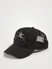 Three Star Canvas And Mesh Trucker Hat