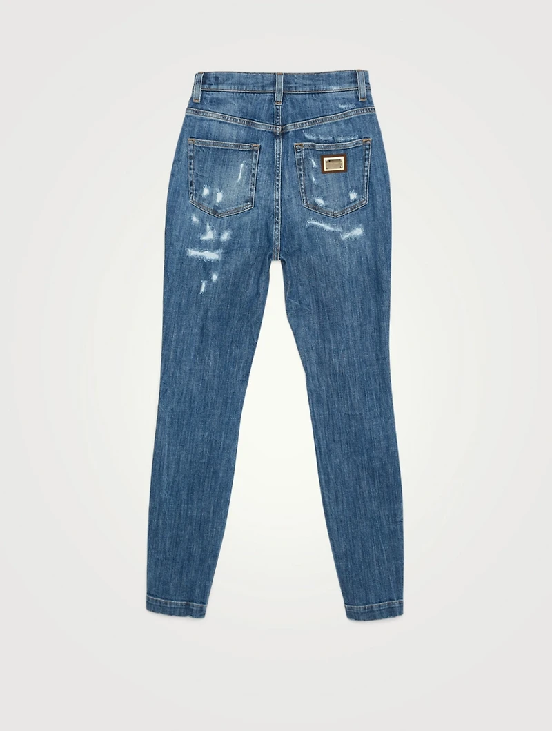 Distressed High-Waisted Skinny Jeans